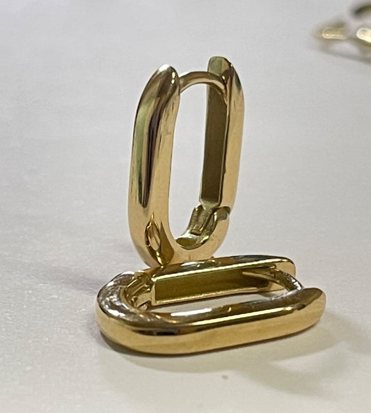18K Yellow Gold Square Hoop Earring