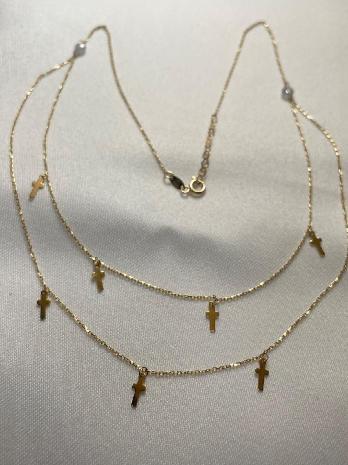 18K Yellow Gold  Charm Necklace Set with CZ