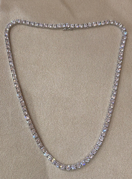 White Silver Tennis Chain with CZ