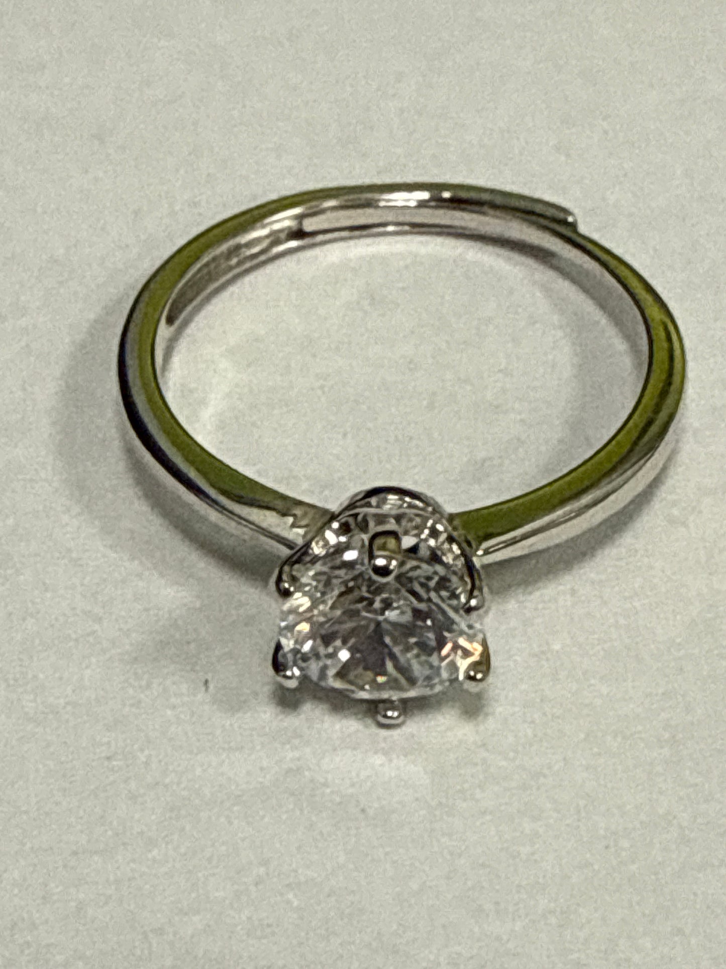 White Silver  Engagement Ring with CZ