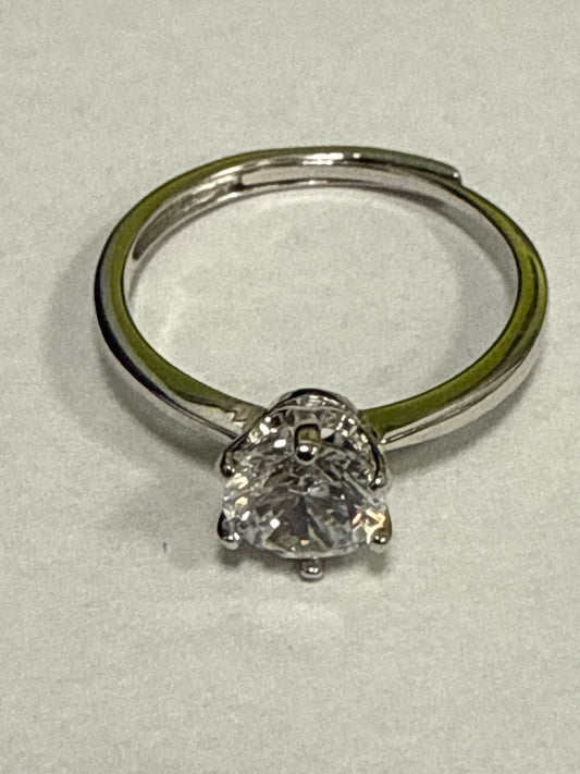 White Silver  Engagement Ring with CZ