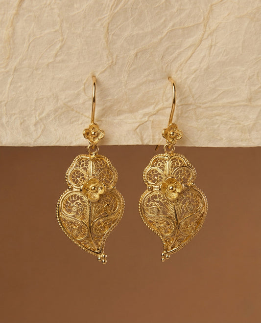 18K Yellow Gold Leafs Earring