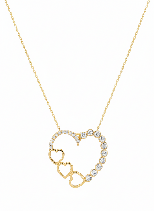 14K Yellow Gold  Charm Necklace Set with CZ