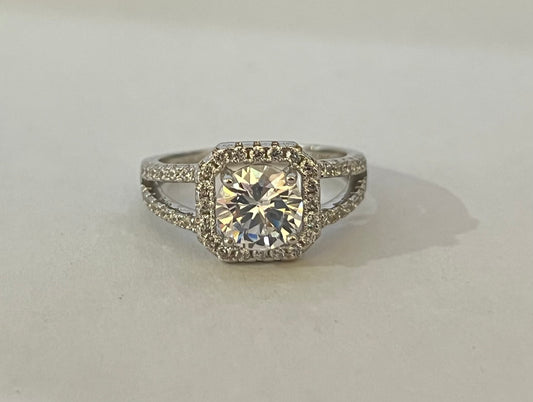 Silver  Engagement Ring with CZ