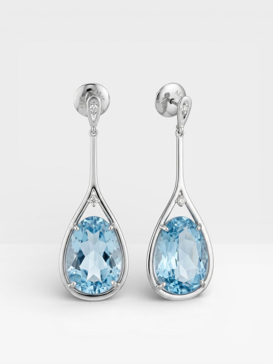 18K White Gold  Earring with Topaz and Diamond