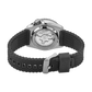 Seiko 5 Sports SRPD93 automatic watch with blue dial and black silicone strap. — caseback
