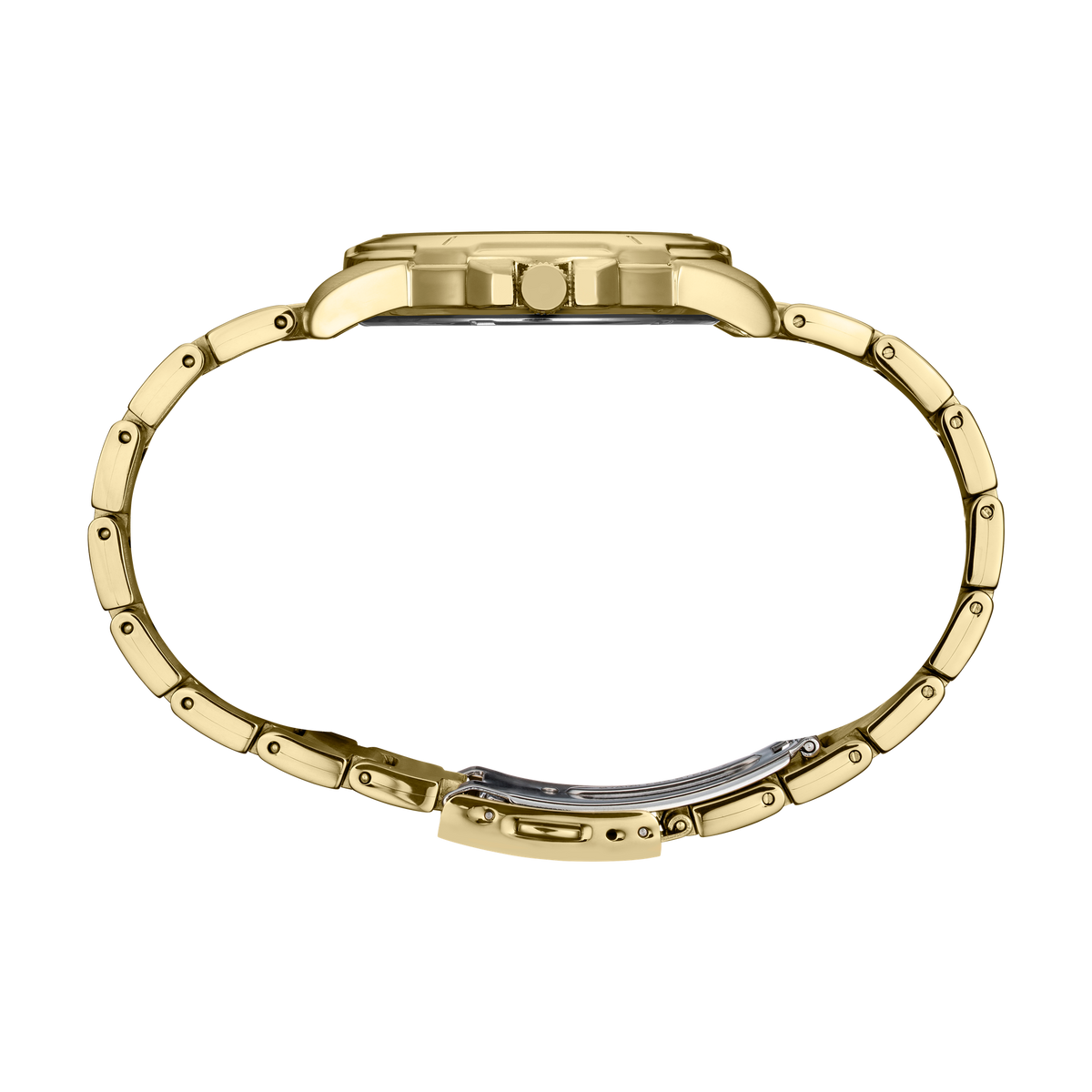 Seiko SUR358 men's watch with black dial and gold finish stainless steel case. — side view