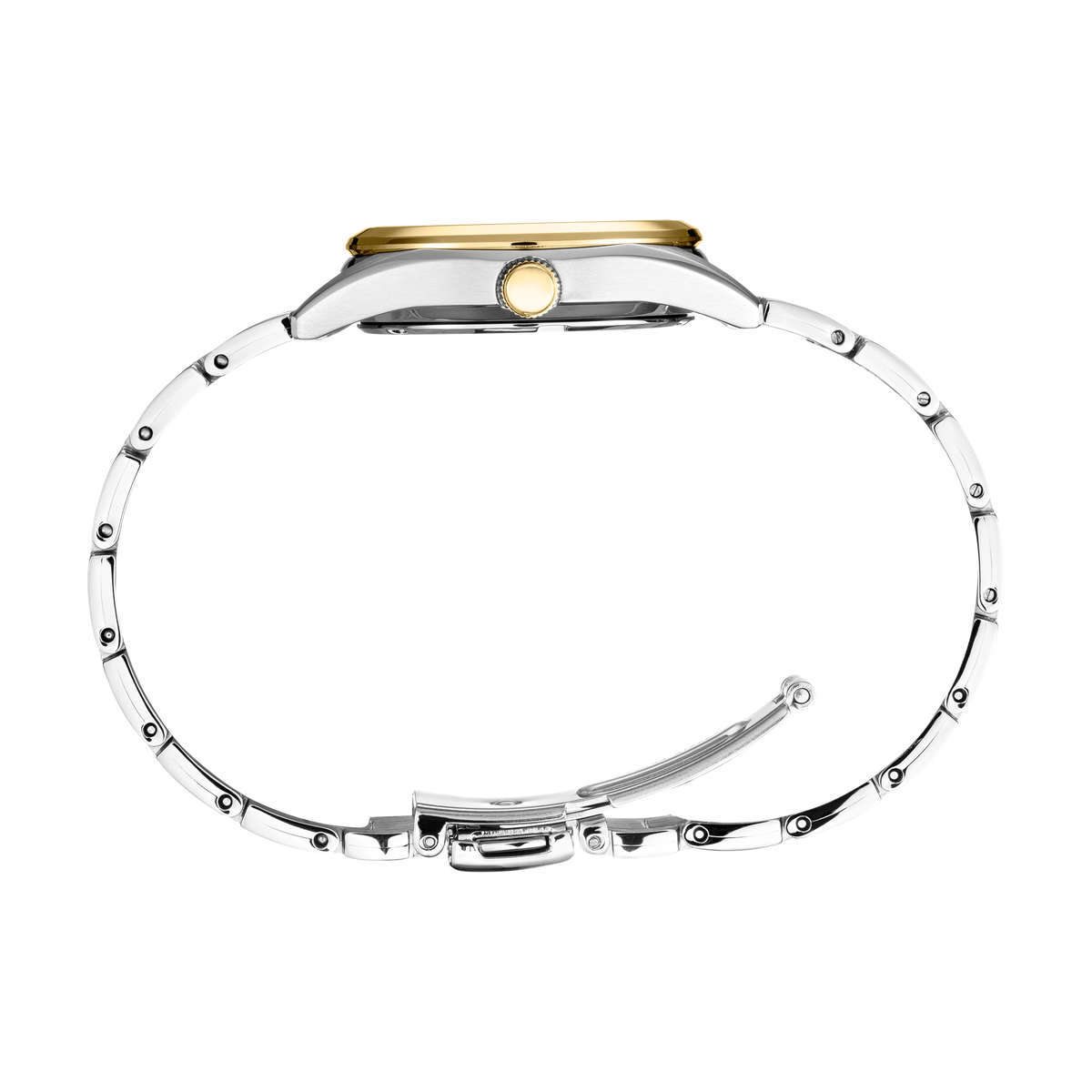 Seiko SUR636 women's two-tone quartz watch with mother of pearl dial — side view