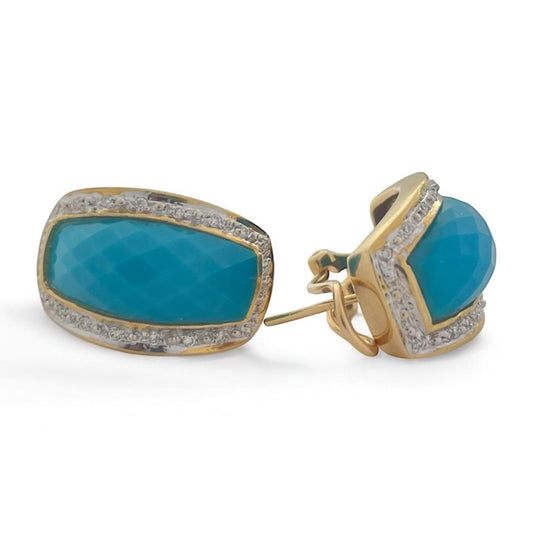 18K Yellow Gold Blue  Earring with Turquoise