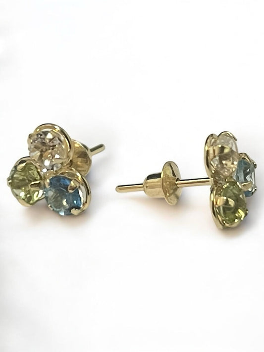 18K Yellow Gold Color /no Color Earring with CZ