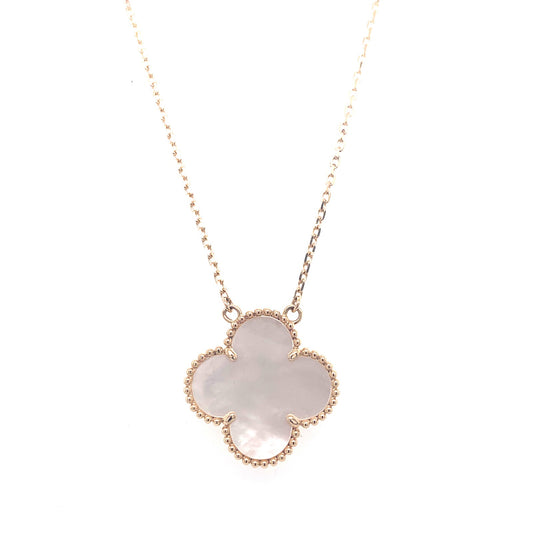 18K Yellow Gold Clover  Chain with Mother Of Pearl