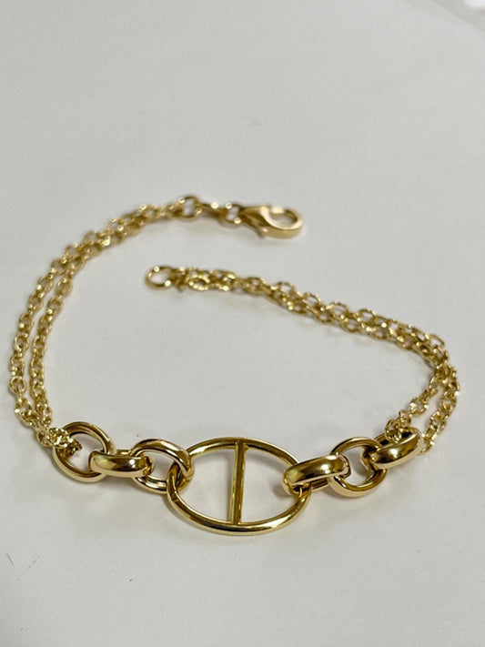 18K Yellow Gold Oval Line Bracelet