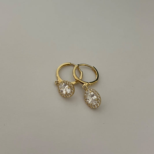 14K Yellow Gold Hoop Earring with CZ