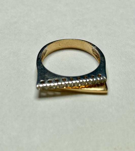 14K Two-Tone Gold  Ring with CZ