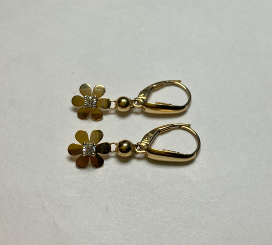 18K Yellow Gold  Earring with CZ