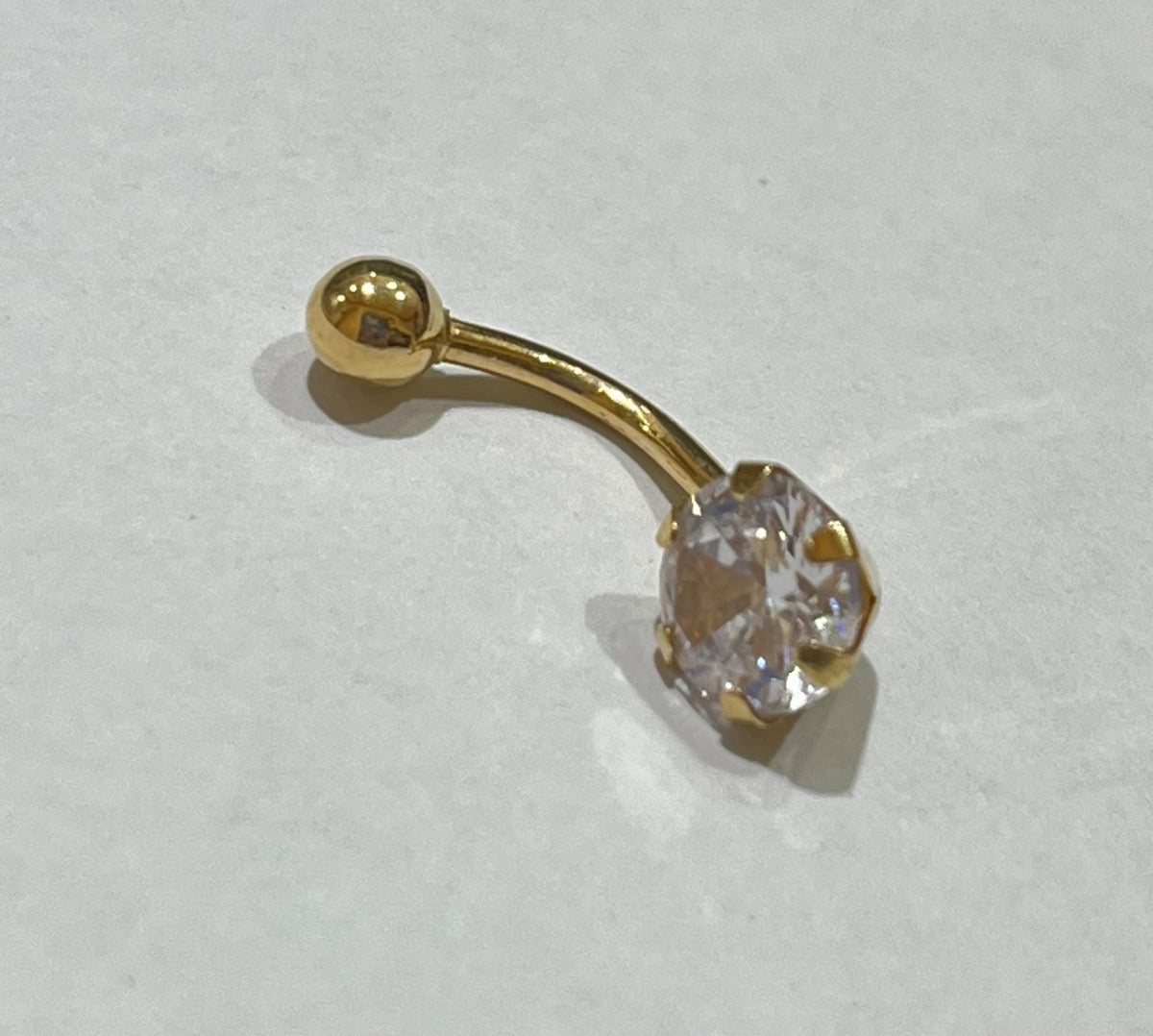 18K Yellow Gold Belly Button  Piercing with CZ
