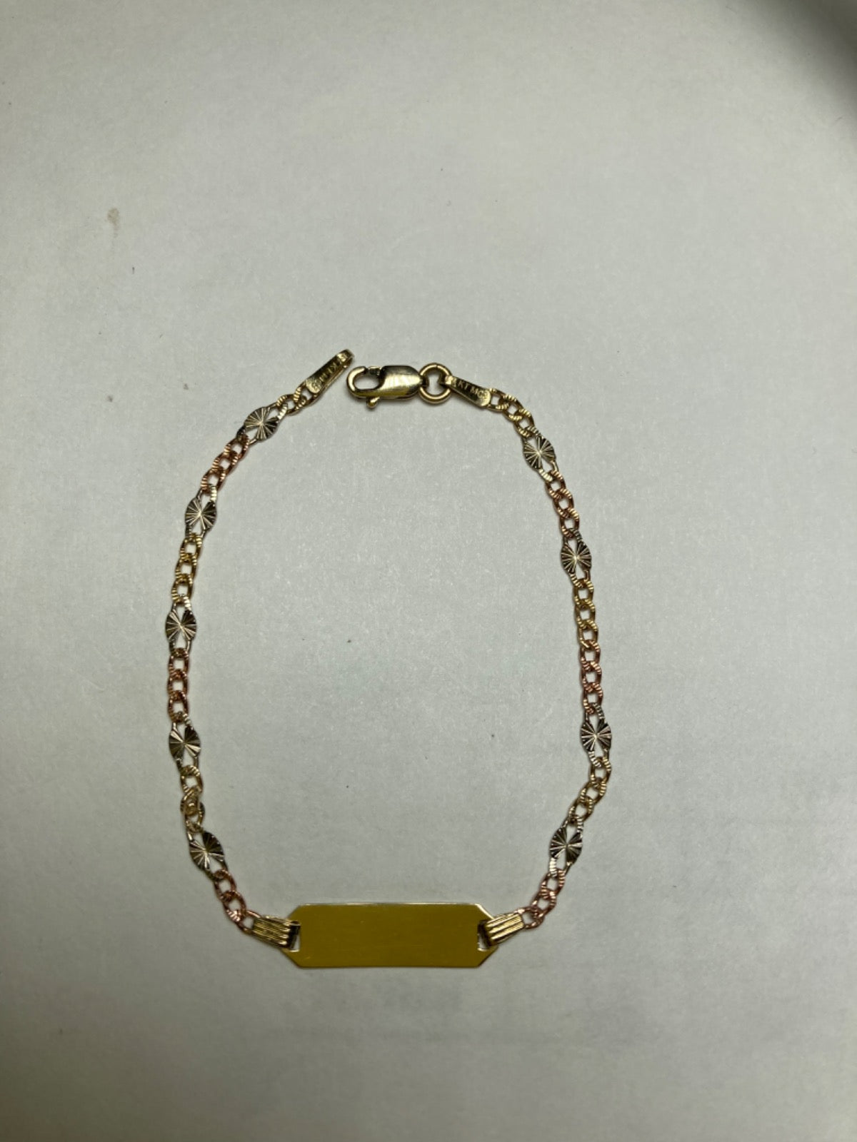 14K Tri-Tone Gold Nameplate  Baby Bracelet