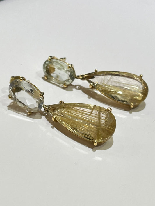 18K Yellow Gold  Earring with Citrine