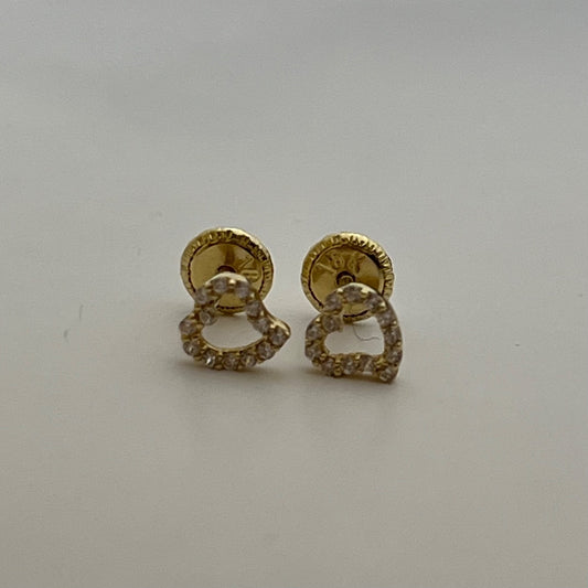 18K Yellow Gold Heart  Earring with CZ