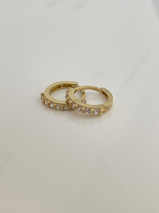 18K Yellow Gold Hoop  Earring with CZ