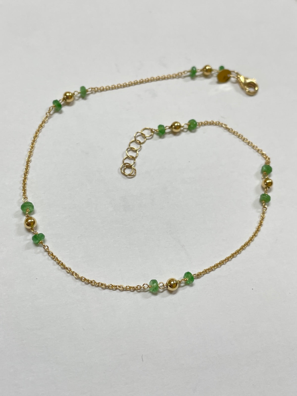 18K Yellow Gold  Anklet with Emerald