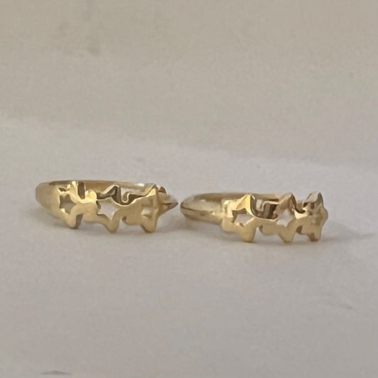 14K Yellow Gold Star  Earring