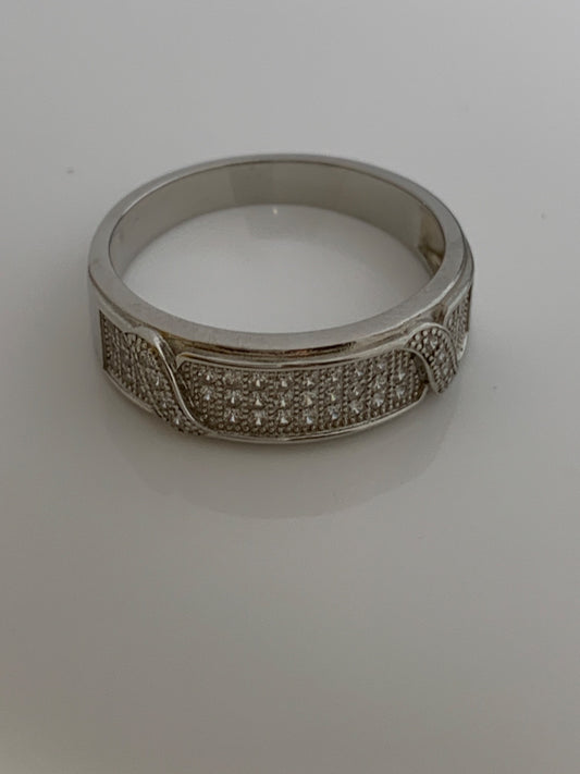 Silver  Wedding Band with CZ