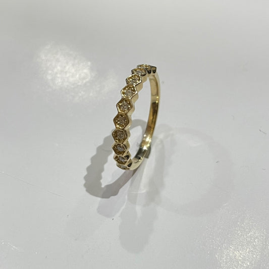 14K Yellow Gold  Wedding Band with Diamond