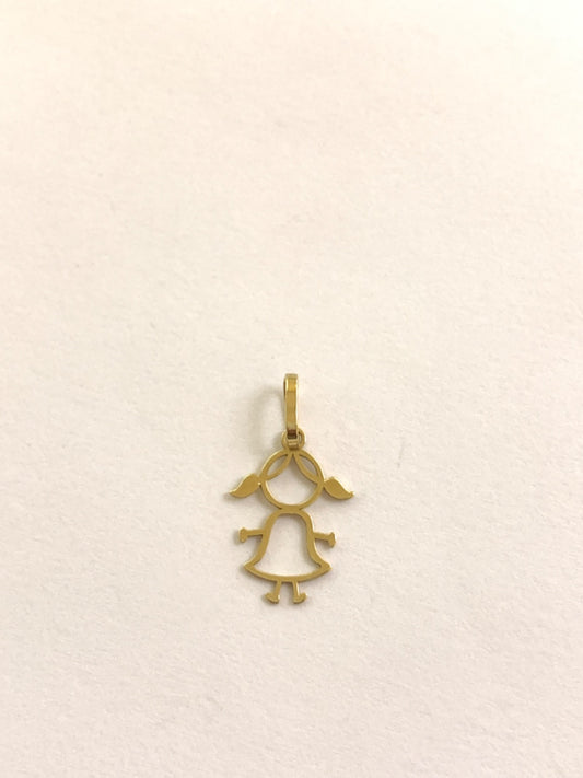 18K Yellow Gold Girl Pendant