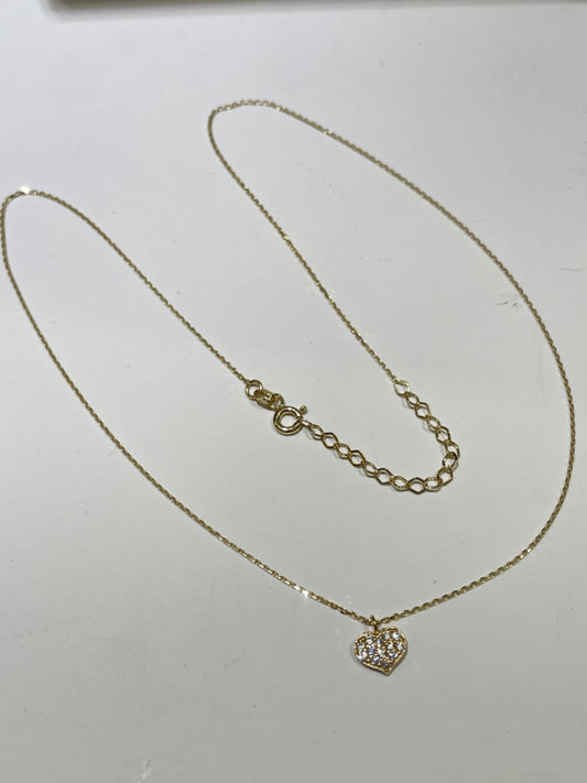 18K Yellow Gold  Charm Necklace Set with CZ