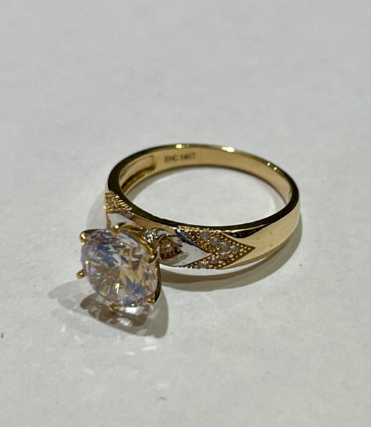 14K Two-Tone Gold  Engagement Ring with CZ
