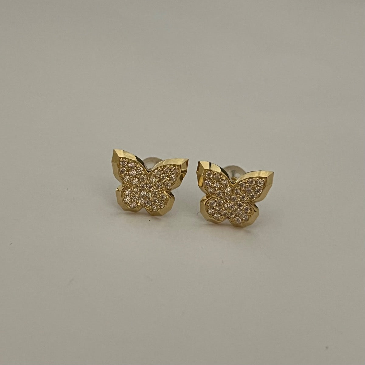 14K Yellow Gold Butterfly  Earring with CZ