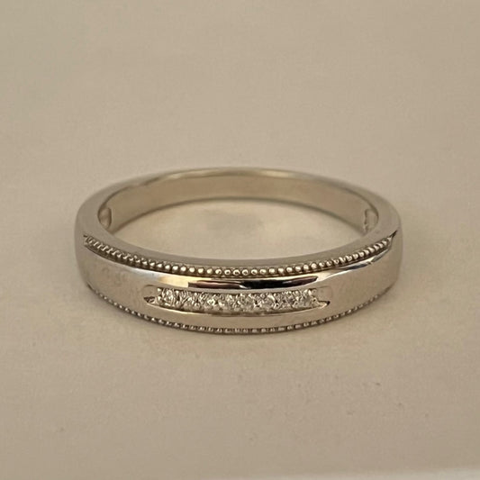 Silver  Wedding Band with CZ