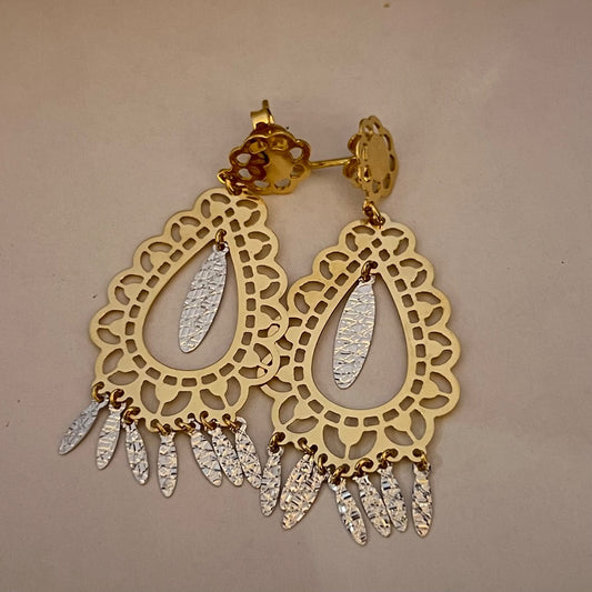 18K two-tons Yellow Gold  Earring