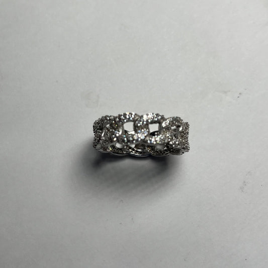 Silver  Wedding Band with CZ