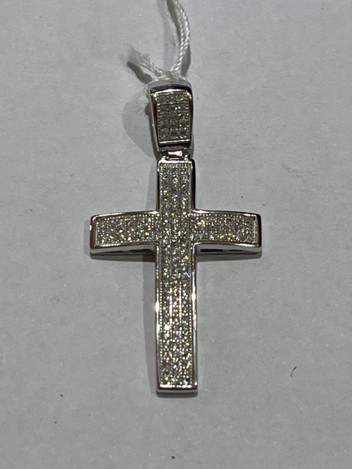 White Silver Cross Pendant with CZ