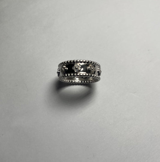 Silver  Wedding Band with CZ