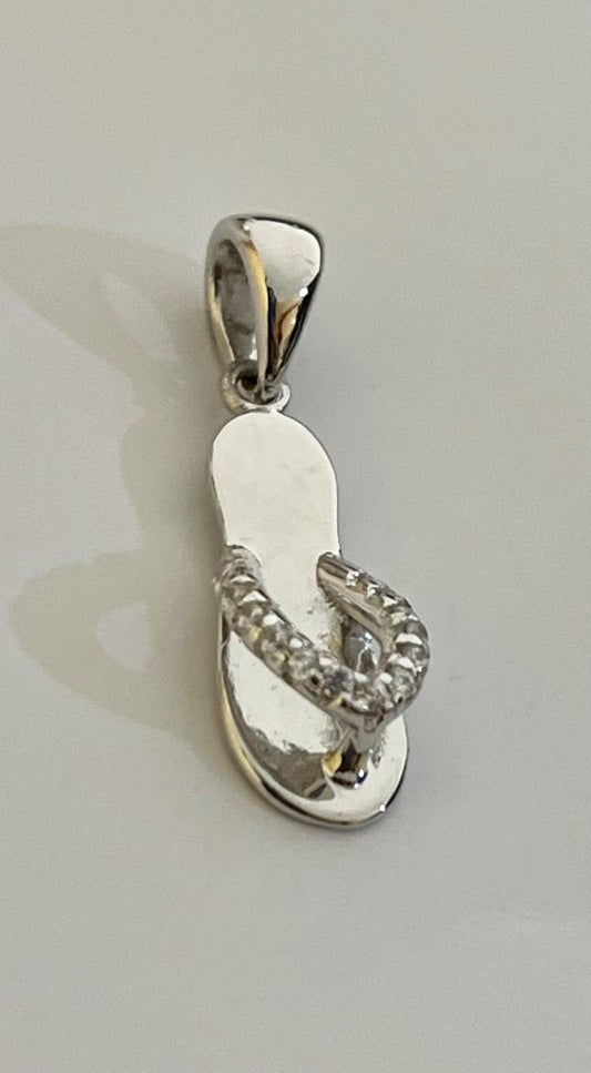 Silver Sandal  Charm with CZ