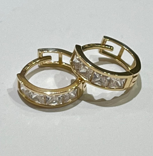 14K Yellow Gold Hoop Earring with CZ