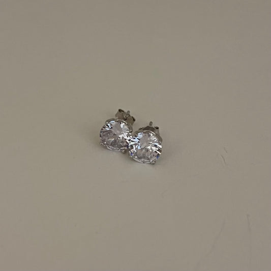 Silver 7mm  Earring with CZ