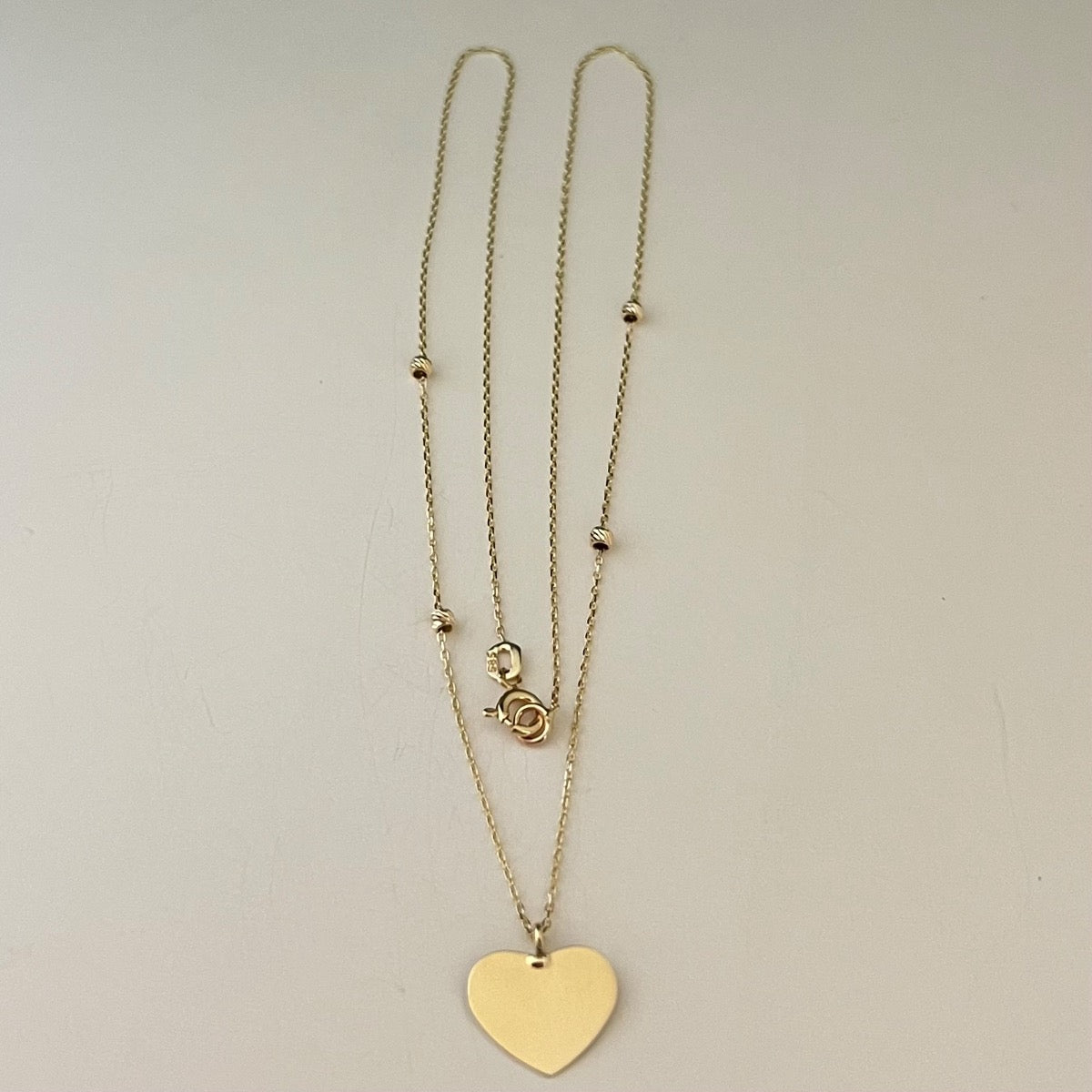 14K Yellow Gold Heart  Charm Necklace Set