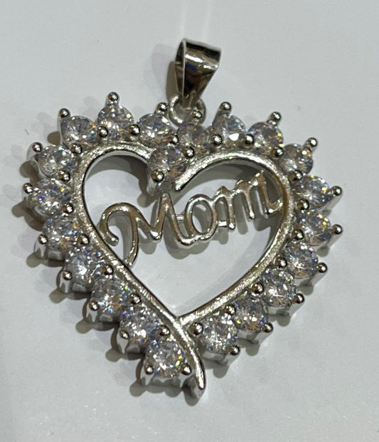 Silver Heart Pendant with CZ