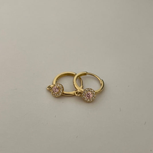 14K Yellow Gold Hoop Earring with CZ