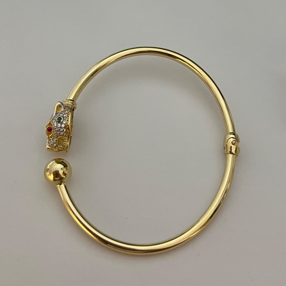 14K Yellow Gold Tiger  Bracelet with CZ