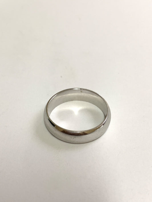 White Silver Plain Wedding Band