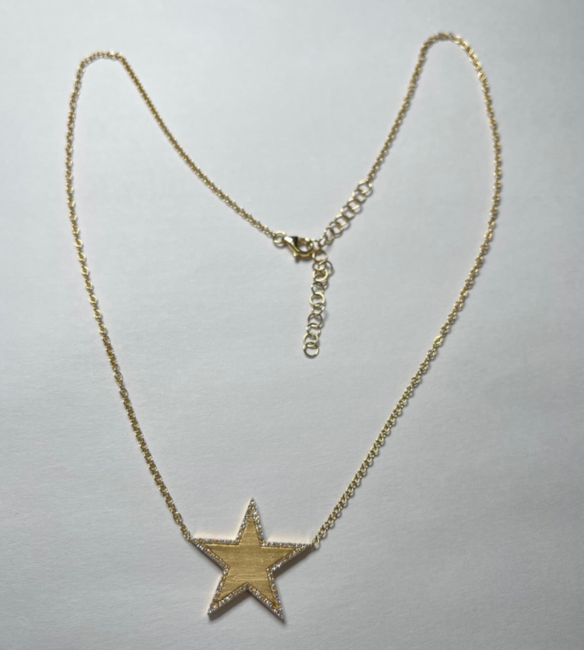 14K Yellow Gold Star  Necklace with Diamond