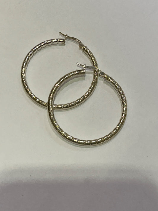 White Silver Hoop Earring