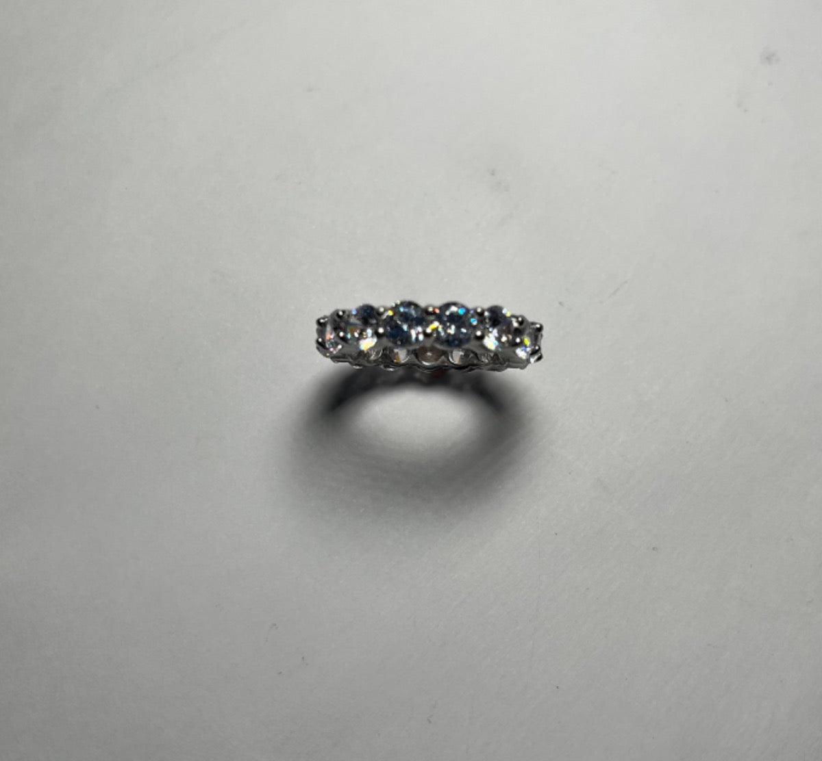 Silver  Wedding Band with CZ
