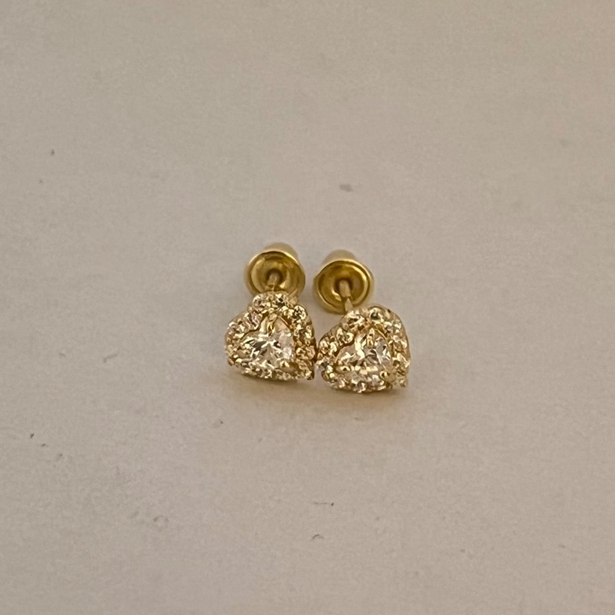 14K Yellow Gold Heart  Earring with CZ