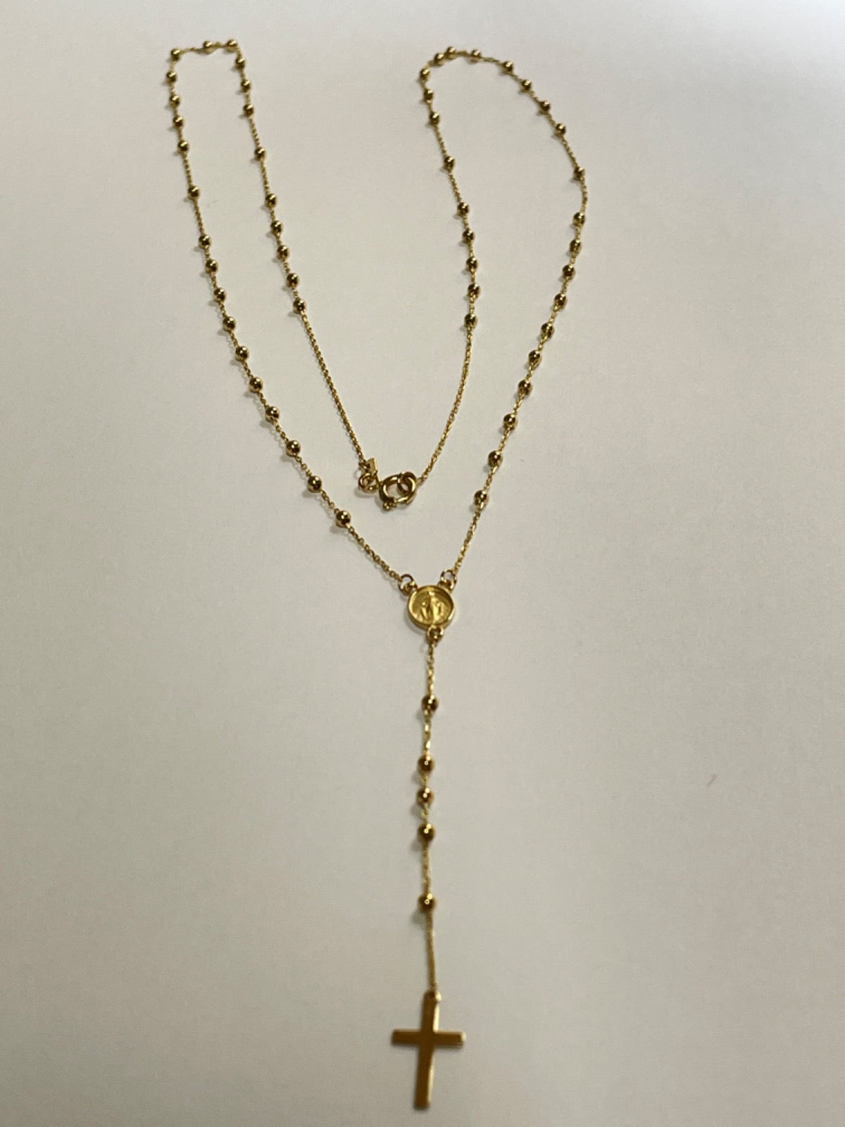 18K Yellow Gold Rosary  Charm Necklace Set